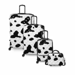 IT Luggage Indulging II - Cabin With Pocket (Moo Cow Print) -UK Suitcase Sales Shop 33198 UK16 3039A08Moocowblack whiterepeatprintSSFrontpaneldirectlyset3 53ecc5ad c318 4ec4 b250 bbc09f56dd83