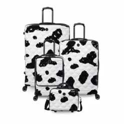 IT Luggage Indulging II - Cabin With Pocket (Moo Cow Print) -UK Suitcase Sales Shop 33198 UK16 3039A08Moocowblack whiterepeatprintSSFrontpaneldirectlyset4 be10f96b 2812 403c 82ad b118fc10a7c0