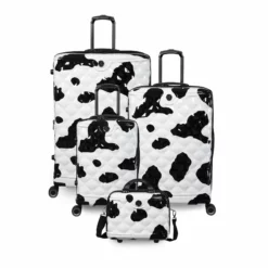 IT Luggage Indulging - Medium Plus (Moo Cow Print) -UK Suitcase Sales Shop 33198 UK16 3039A08Moocowblack whiterepeatprintSSFrontpaneldirectlyset6 6e5acb9e 1e74 40f6 882a 78663a8f6b36