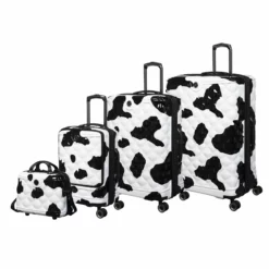 IT Luggage Indulging II - 4pc Set (Moo Cow Print) -UK Suitcase Sales Shop 33198 UK16 3039A08Moocowblack whiterepeatprintSSFrontpanelset3 8b9631ca b237 4fcf 9be4 c80037e20c87