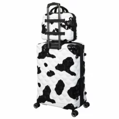 IT Luggage Indulging - 4pc Set (Moo Cow Print) 33 IT Luggage Indulging - 4pc Set (Moo Cow Print) -UK Suitcase Sales Shop 33198 UK16 3039A08 16 3039A15Moocowblack whiterepeatprintSSBackpanel