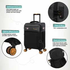 Duo-Tone - Cabin (Pewter & Black) 12 Duo-Tone - Cabin (Pewter & Black) -UK Suitcase Sales Shop Duo Tone Cabin Black Infographic