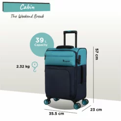 IT Luggage Duo-Tone - Cabin (Capri Breeze / Dress Blues) -UK Suitcase Sales Shop Duo Tone Cabin Capri dims weights