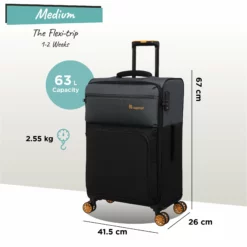 Duo-Tone - Medium (Pewter & Black) 19 Duo-Tone - Medium (Pewter & Black) -UK Suitcase Sales Shop Duo Tone Med Black dims weights