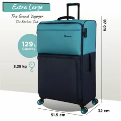 Duo-Tone - Extra Large (Capri Breeze / Dress Blues) -UK Suitcase Sales Shop Duo Tone XLarge Capri dims weights