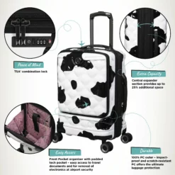 IT Luggage Indulging II - Cabin With Pocket (Moo Cow Print) -UK Suitcase Sales Shop Indulging Moo Cabin Pocket Infographic