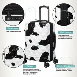 IT Luggage Indulging - Cabin (Moo Cow Print) 31 IT Luggage Indulging - Cabin (Moo Cow Print) -UK Suitcase Sales Shop Indulging Moo Cabin Infographic
