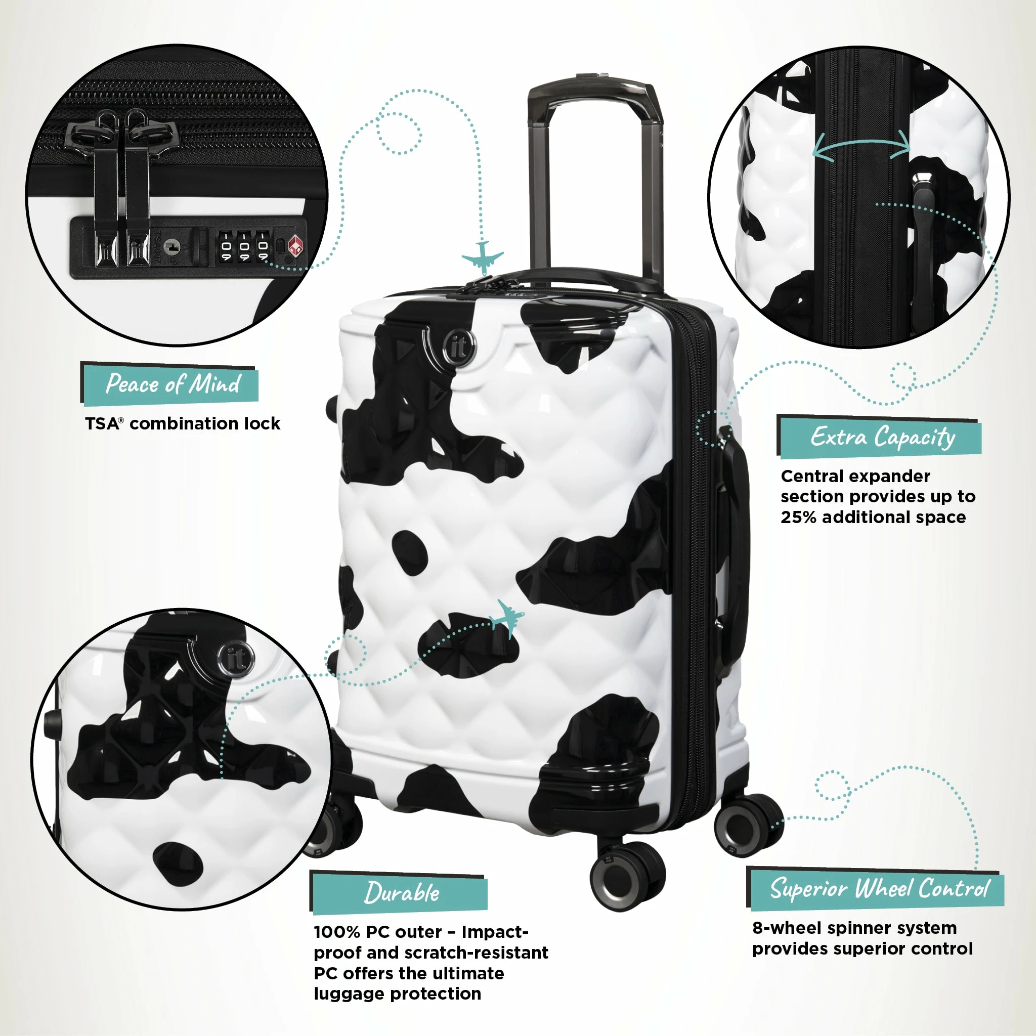IT Luggage Indulging - Cabin (Moo Cow Print) 3 IT Luggage Indulging - Cabin (Moo Cow Print) - Image 3