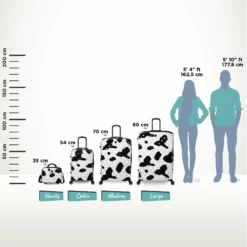 IT Luggage Indulging - Cabin (Moo Cow Print) 30 IT Luggage Indulging - Cabin (Moo Cow Print) -UK Suitcase Sales Shop Indulging Moo Relative Size
