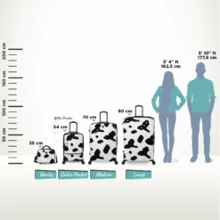 IT Luggage Indulging II - Cabin With Pocket (Moo Cow Print) -UK Suitcase Sales Shop Indulging Moo Relative Size pocket