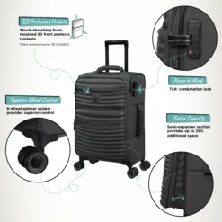 IT Luggage Precursor - Cabin (Charcoal) -UK Suitcase Sales Shop Precursor Cabin Charcoal Infographic