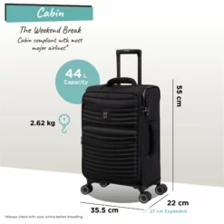 IT Luggage Precursor - Cabin (Black) -UK Suitcase Sales Shop Precursor Cabin black dims weights