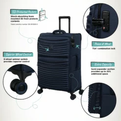 IT Luggage Precursor - Medium Plus (Dress Blues) 17 IT Luggage Precursor - Medium Plus (Dress Blues) -UK Suitcase Sales Shop Precursor Med Blue Infographic