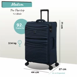 IT Luggage Precursor - Medium Plus (Dress Blues) 26 IT Luggage Precursor - Medium Plus (Dress Blues) -UK Suitcase Sales Shop Precursor Med blue dims weights