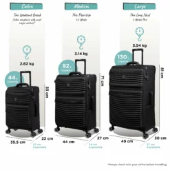 IT Luggage Precursor - Medium Plus (Black) -UK Suitcase Sales Shop Precursor set black dims weights 8805351a c748 4195 b0b9 d2fa177ddca8