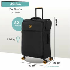 Simultaneous - Medium (Black) -UK Suitcase Sales Shop Simultaneous Med Blk dims weights