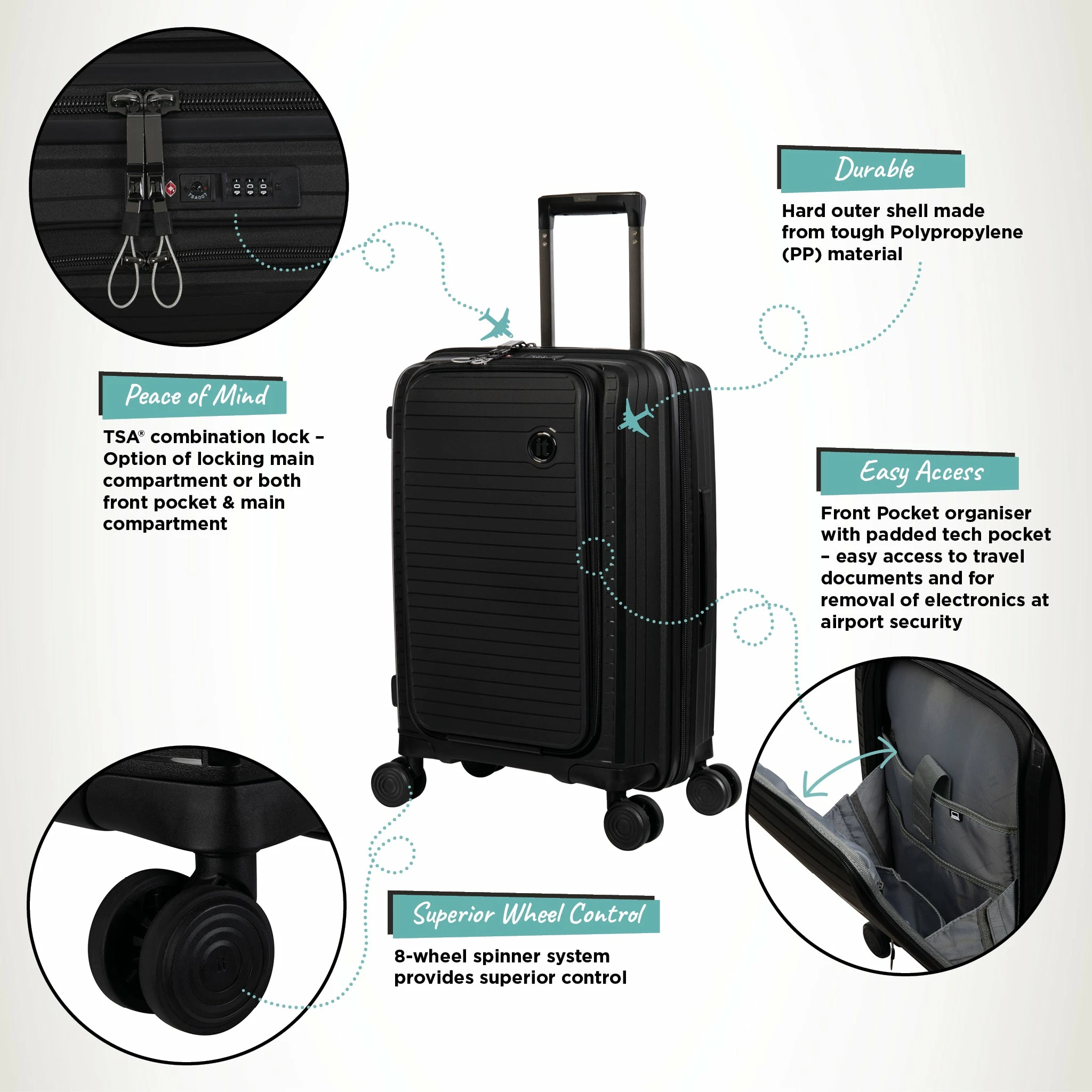 IT Luggage Spontaneous II - Cabin With Pocket (Black) 3 IT Luggage Spontaneous II - Cabin With Pocket (Black) - Image 3