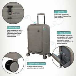 IT Luggage Spontaneous II - Cabin With Pocket (Feather Grey) -UK Suitcase Sales Shop Spontaneous Cabin Pocket Feather Infographic 6d6f967c 6699 46b0 937b 427e64754520