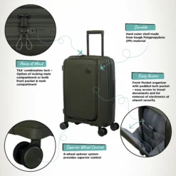 IT Luggage Spontaneous II - Cabin With Pocket (Olive Night) -UK Suitcase Sales Shop Spontaneous Cabin Pocket Olive Infographic e26eda02 c815 4cbd 8a23 cd14e14a1923