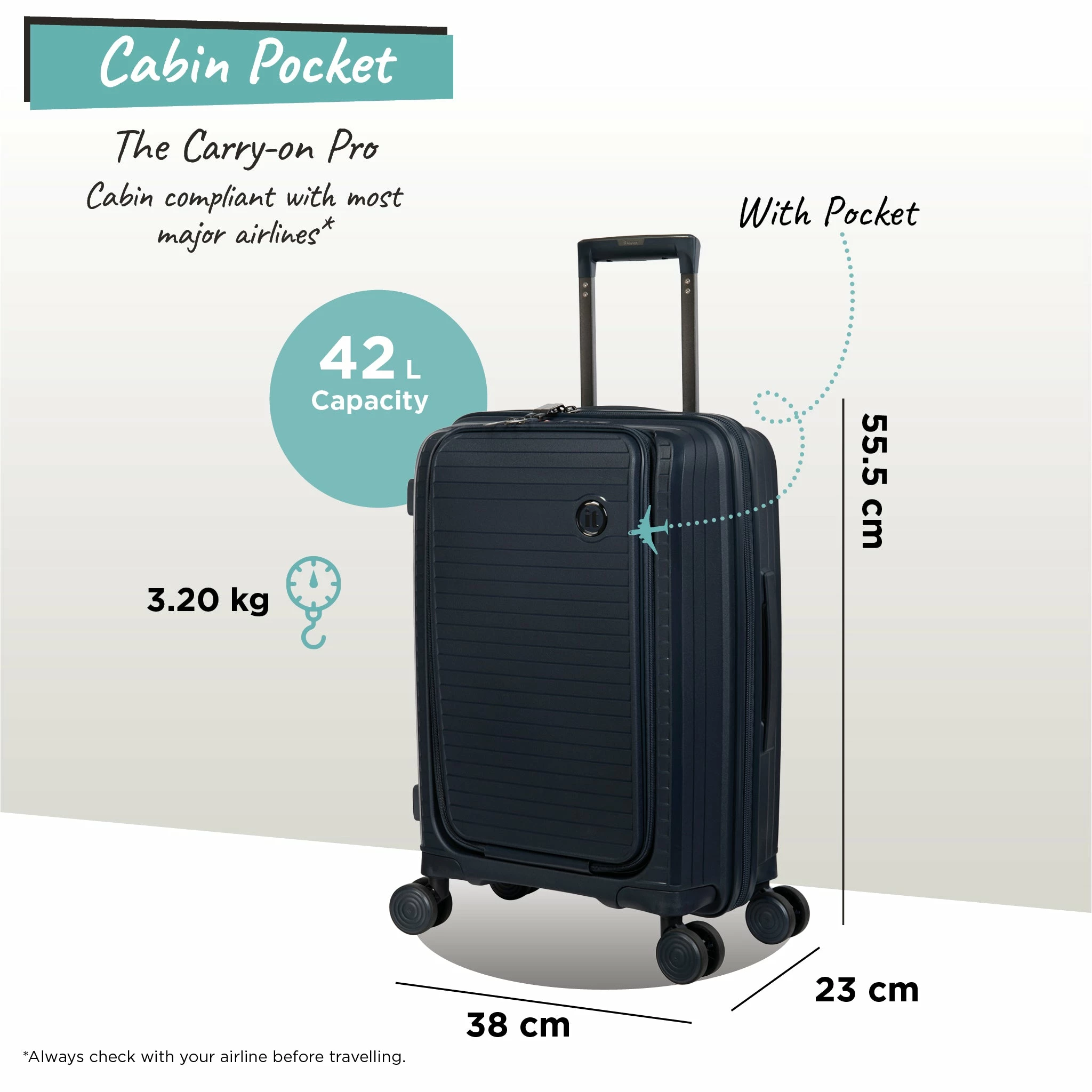 IT Luggage Spontaneous II - Cabin With Pocket (Blueberry) 9 IT Luggage Spontaneous II - Cabin With Pocket (Blueberry) - Image 9