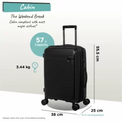 IT Luggage Spontaneous - Cabin (Black) -UK Suitcase Sales Shop Spontaneous Cabin blk dims weights