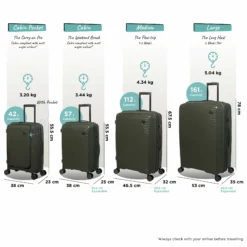 IT Luggage Spontaneous - Medium Plus (Olive Night) -UK Suitcase Sales Shop Spontaneous Full set olive dims weights a339d30c 5601 4b09 8e0f 0b5cbea125e0