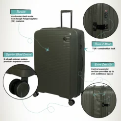 IT Luggage Spontaneous II - 3pc Set (Olive Night) -UK Suitcase Sales Shop Spontaneous Large Olive Infographic 42974ea7 d281 4489 8e36 61db14d741c0