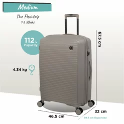 IT Luggage Spontaneous - Medium Plus (Feather Grey) -UK Suitcase Sales Shop Spontaneous Med Feather dims weights