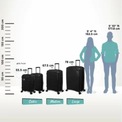 IT Luggage Spontaneous - Large (Black) -UK Suitcase Sales Shop Spontaneous full set Blk Relative Size