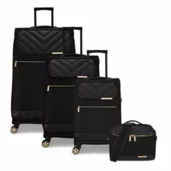 Ted Baker Albany Eco Soft Side 4-Wheel 55cm Cabin Case -UK Suitcase Sales Shop TBW Ted Baker Albany Eco Black Luggage Grp2