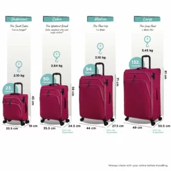 IT Luggage Trinary - Cabin (Viva Magenta) -UK Suitcase Sales Shop Trinary set magenta dims weights a1292531 9bc3 4a18 885a 0625ee303df7